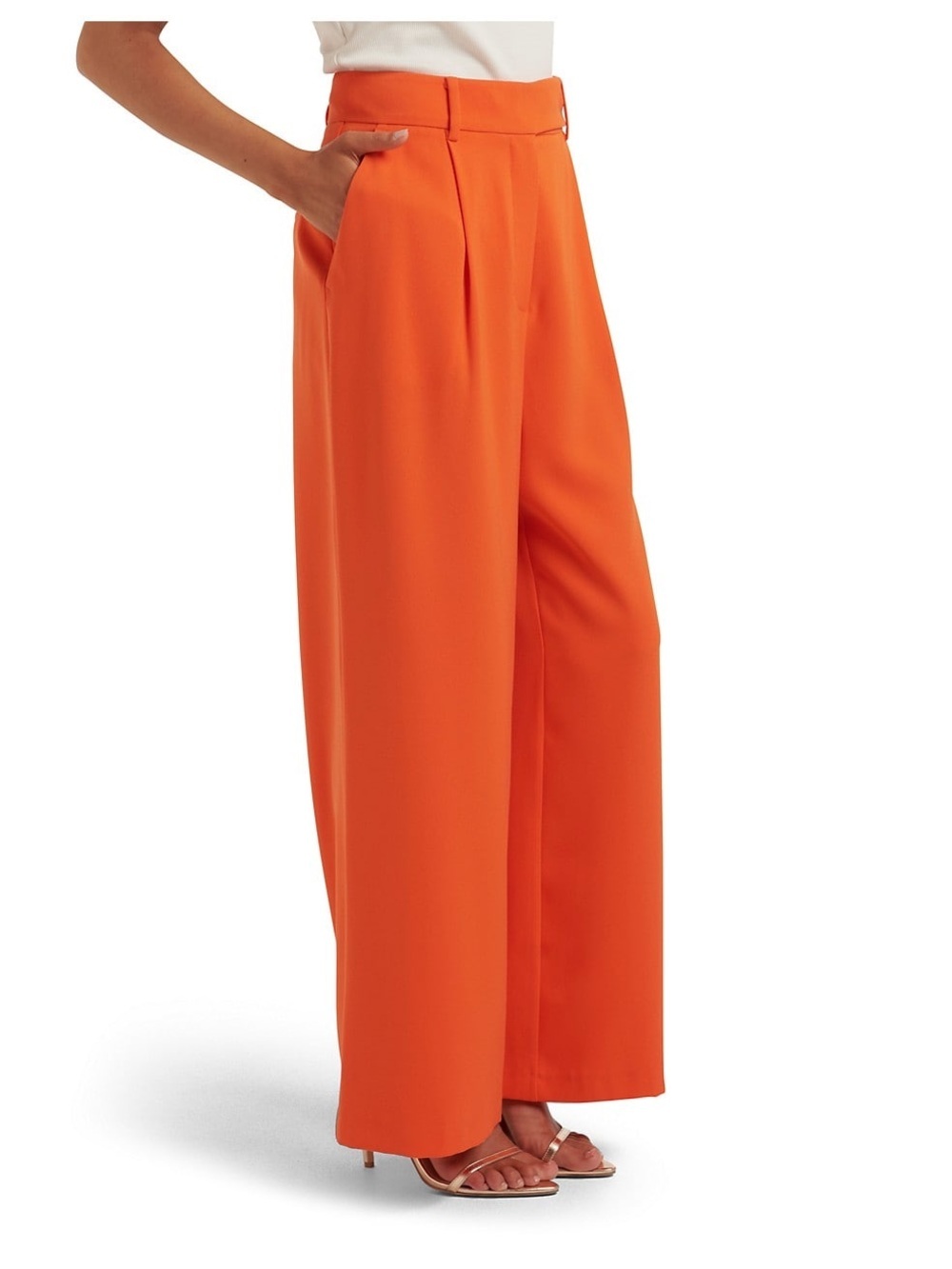 Ever New Wide Leg Isla Trousers Orange Gerbera Womens Size 10 Petite New
